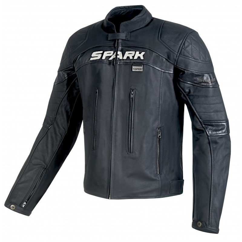 Férfi bőr motoros kabát SPARK Dark  S  fekete Spark