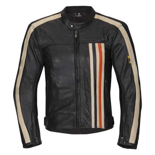 Férfi bőr motoros kabát  W-TEC NF-1114  fekete-bézs-narancs  L W-tec