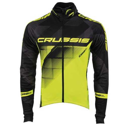 Férfi kerékpáros kabát CRUSSIS fekete-fluo sárga Crussis
