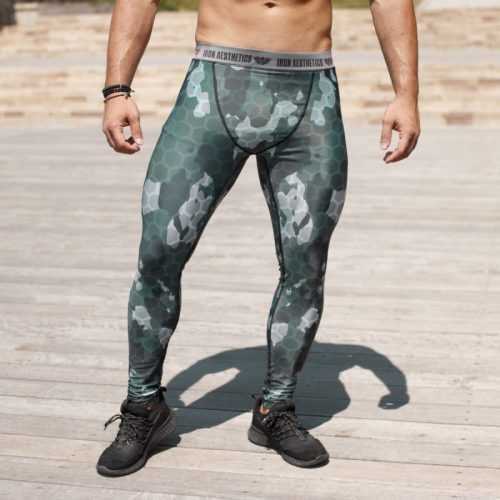 Férfi leggings Iron Aesthetics Net Camo Green Iron Aesthetics