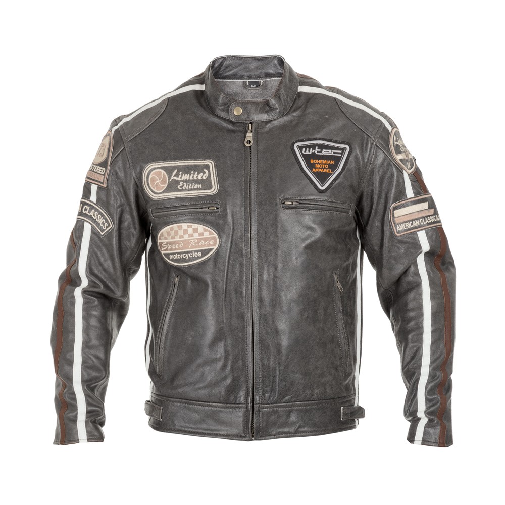 Férfi motoros kabát  W-TEC Antique Cracker  barnásszürke  5XL W-tec