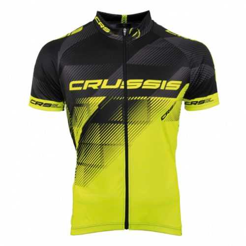 Kerékpáros póló Crussis  fekete-fluor sárga  M Crussis