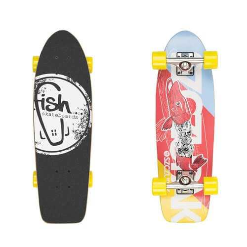 Mini longboard Fish Old School Cruiser Szczupak 26"  Silver-Yellow Fish