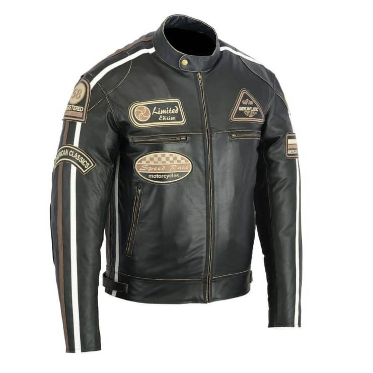 Motoros bőrkabát BOS 2058 Antique Black  fekete  3XL Bos