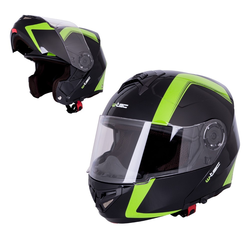 Motoros bukósisak W-TEC V270  fekete-zöld  XS (53-54) W-tec