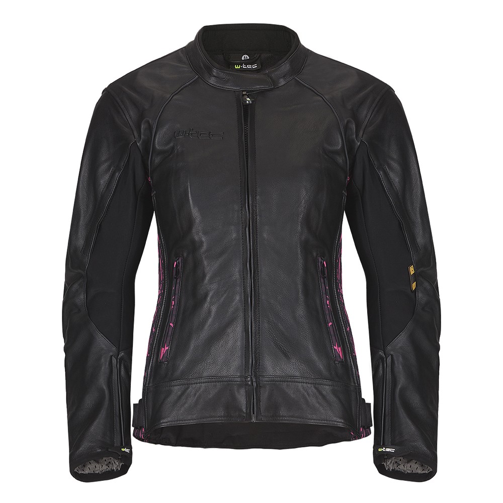 Női bőr motoros kabát W-TEC NF-1174  S  fekete-rózsaszín W-tec