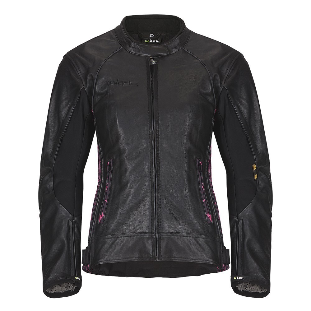 Női bőr motoros kabát W-TEC NF-1174  fekete-rózsaszín  2XS W-tec