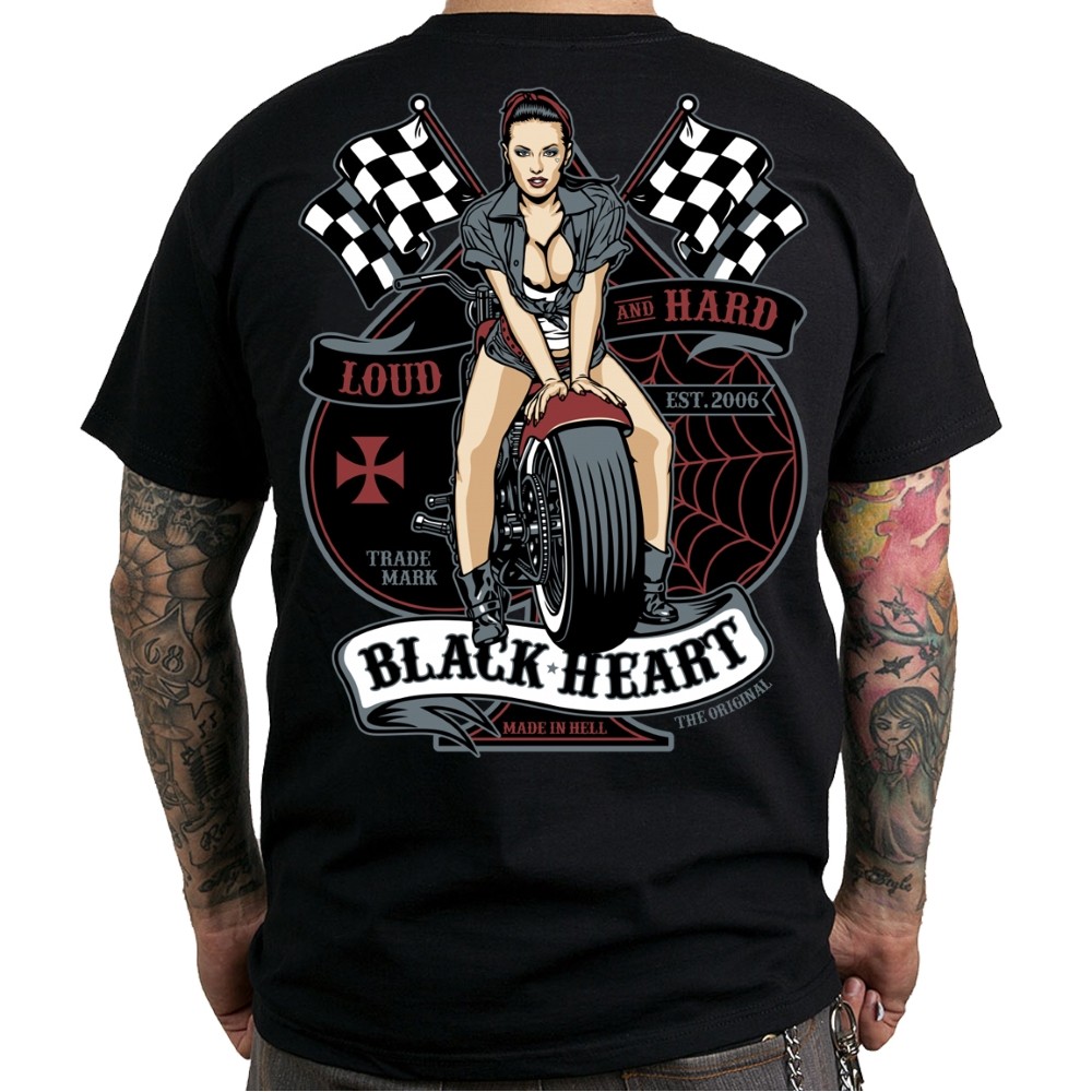 Póló BLACK HEART Loud and Hard  M  fekete Black heart