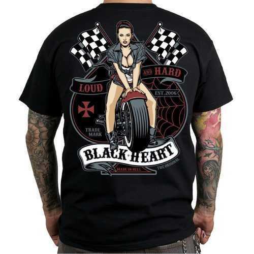 Póló BLACK HEART Loud and Hard  fekete  L Black heart