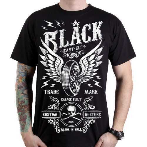 Póló BLACK HEART Moto Wings  fekete  M Black heart