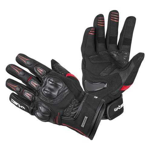 Bőr motoros kesztyű W-TEC Legend  fekete-piros  3XL W-tec