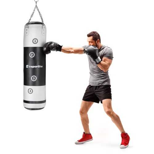 Boxzsák inSPORTline Robkin 120x35 cm  fekete-fehér Insportline