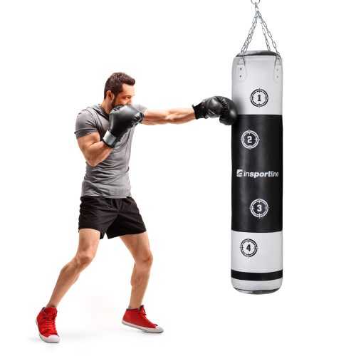 Boxzsák inSPORTline Robkin 150x35 cm  fekete-fehér Insportline