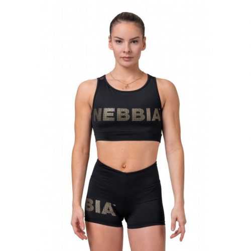 Crop top Nebbia Gold Mesh 830  fekete  M Nebbia