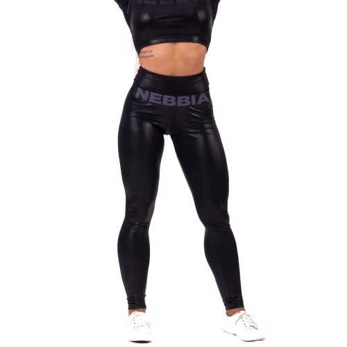 Fényes női leggings Nebbia High waist "Sandra D" 656  M  fekete Nebbia