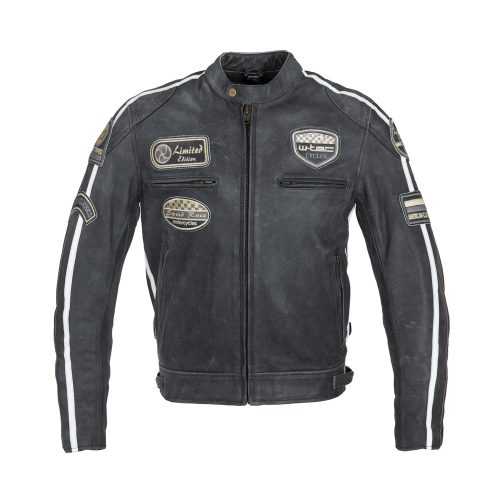 Motoros bőrkabát W-TEC Dark Vintage  sötét szürke  4XL W-tec