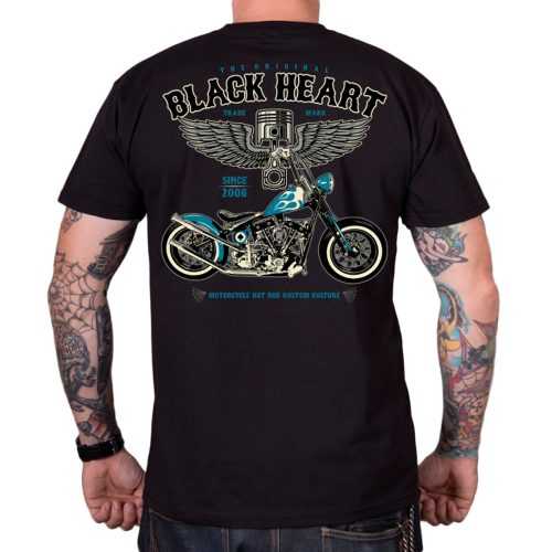Motoros póló BLACK HEART Blue Chopper  fekete  3XL Black heart