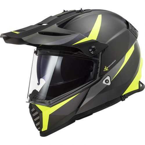 Motoros sisak LS2 MX436 Pioneer Evo  Router Matt Black H-V Yellow Ls2