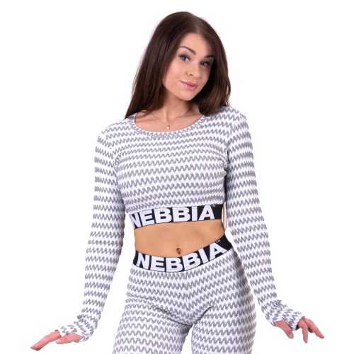 Női crop top Nebbia Boho Style 3D pattern 660  világos szürke  M Nebbia