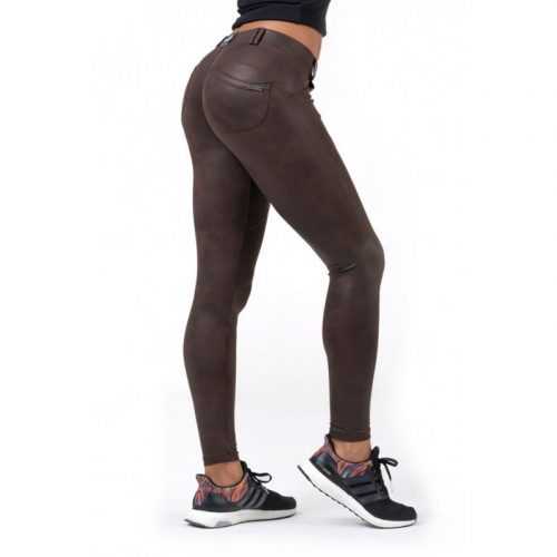 Női leggings Nebbia Leather Look Bubble Butt 538  Barna  M Nebbia