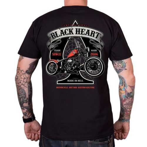 Motoros póló BLACK HEART Orange Chopper  fekete  L Black heart