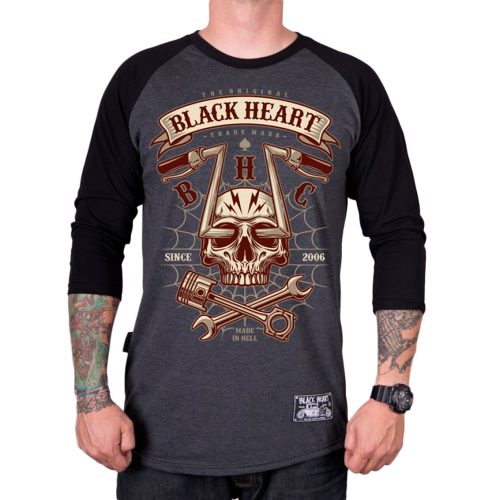 Póló BLACK HEART Chopper Skull RG  szürke  XL Black heart