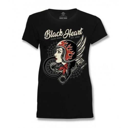 Női póló BLACK HEART Motorcycle Girl  fekete  L Black heart