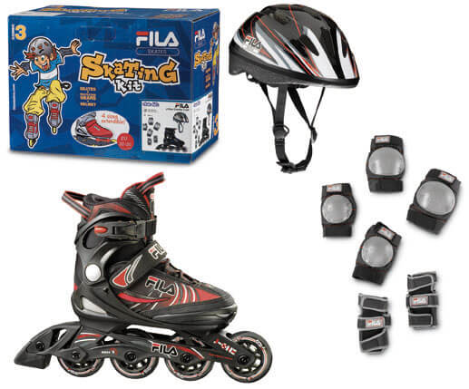 Görkorcsolya szett FILA J-ONE Combo 3 Set BLACK/RED  L(36-40) Fila
