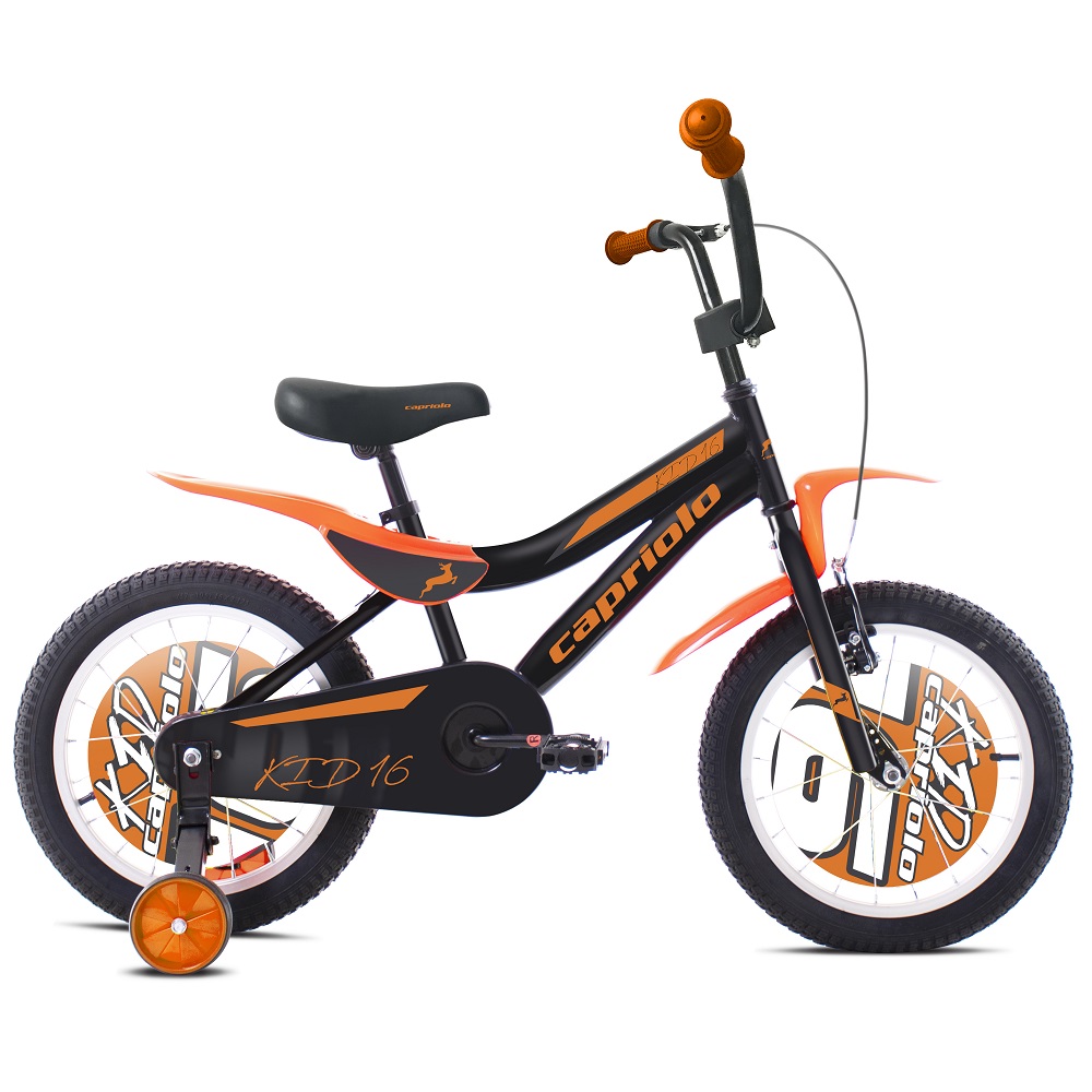 Gyerek kerékpár Capriolo Kid 16" - modell 2020  fekete-narancs Capriolo