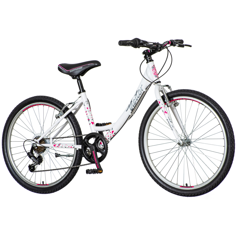 Lány kerékpár Visitor Fox 240S6 24"  fehér-rózsaszín  14" Visitor