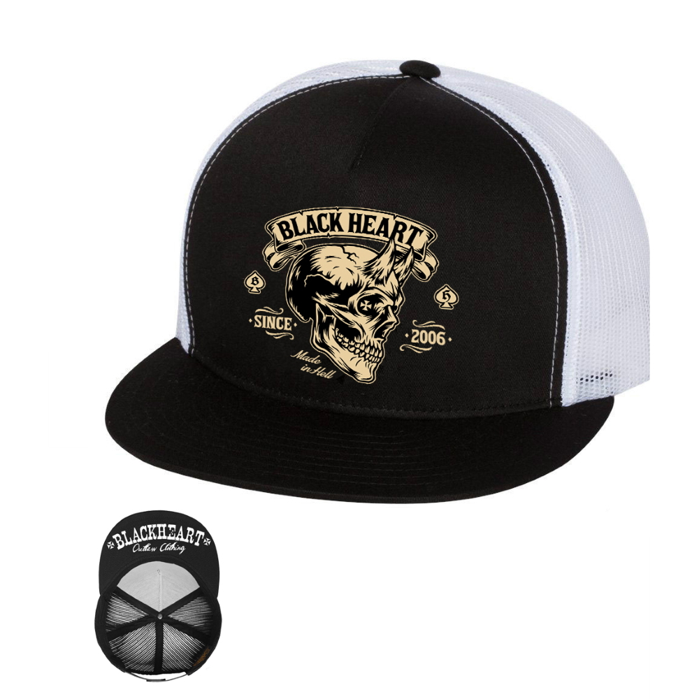 Baseball sapka BLACK HEART Devil Skull Trucker  fehér Black heart