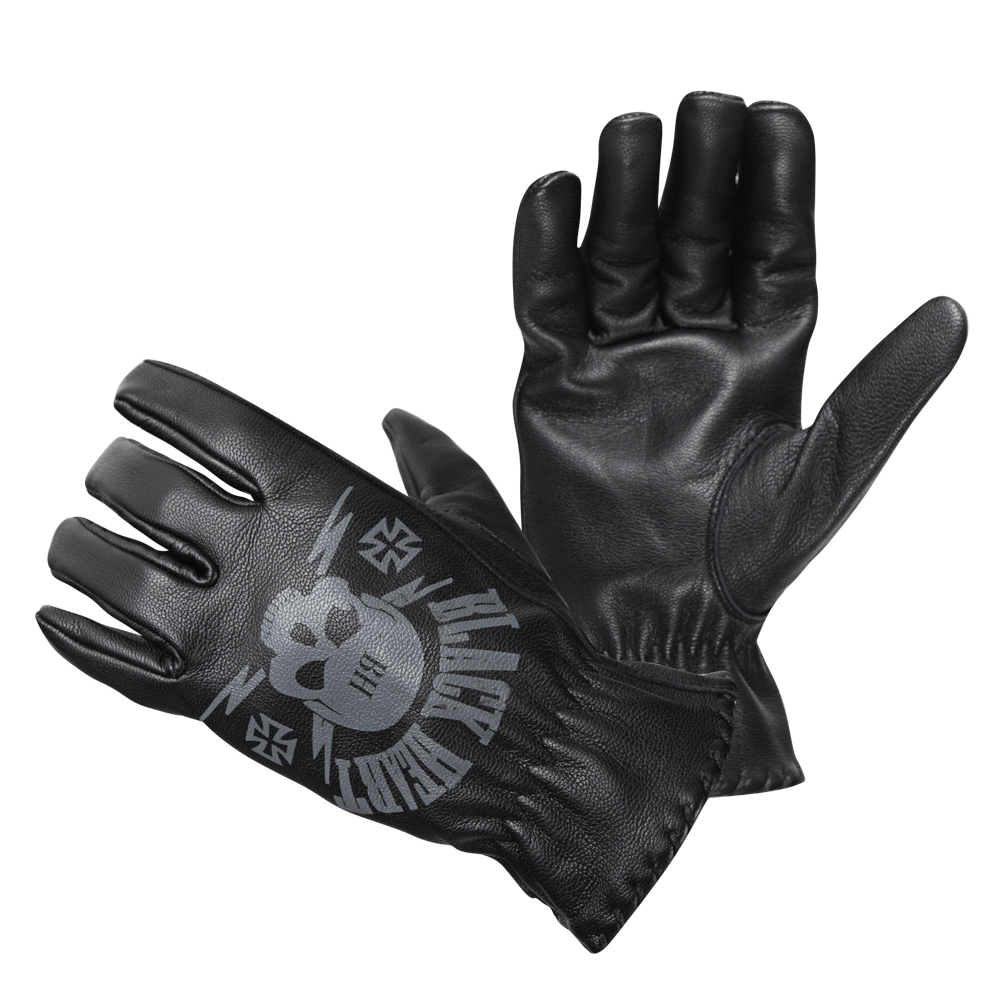 Bőr motoros kesztyű W-TEC Black Heart Skull Gloves  fekete  3XL W-tec black heart