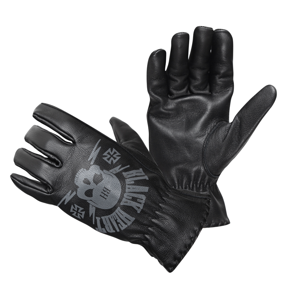 Bőr motoros kesztyű W-TEC Black Heart Skull Gloves  fekete  L W-tec black heart