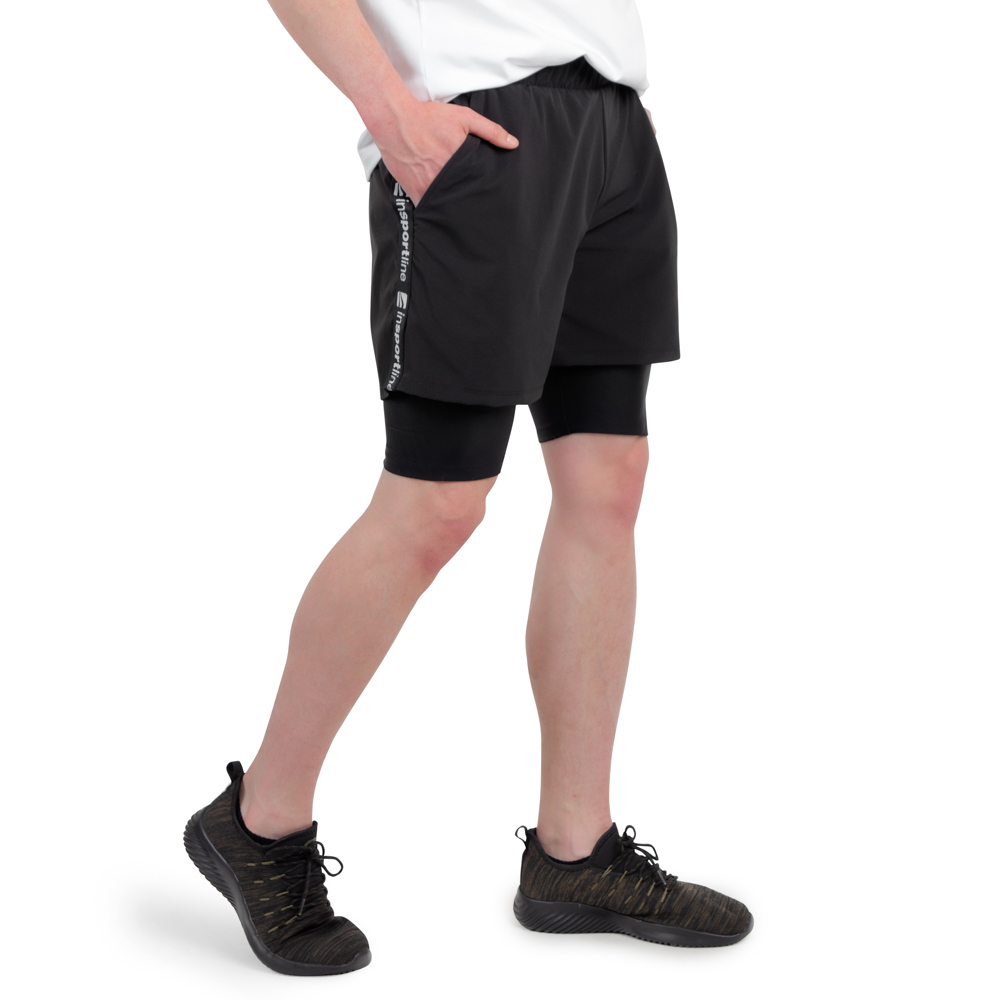 Férfi rövidnadrág 2in1 inSPORTline Closefit Short  fekete  3XL Insportline