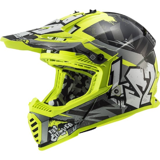 LS2 FAST EVO CRUSHER BLACK HI VIS YELLOW motocross bukósisak  L Ls2