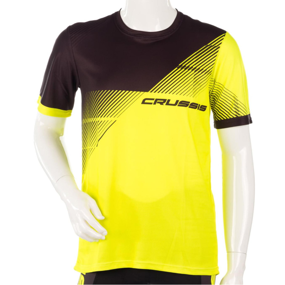 Rövid ujjú sport felső Crussis  fekete/sárga fluo  3XL Crussis