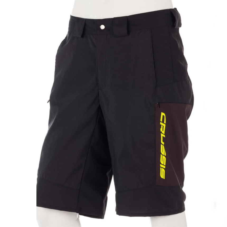 Kerékpáros rövidnadrág Crussis  fekete/sárga fluo  3XL Crussis