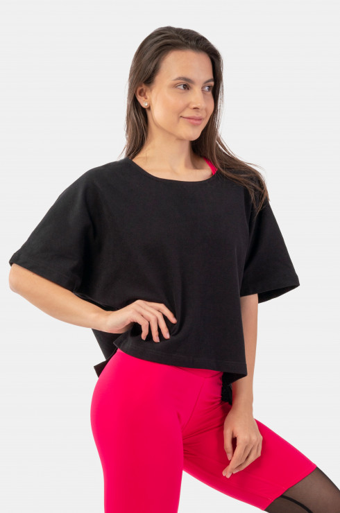 Laza crop póló "The Minimalist" organikus pamutból  fekete  M/L Nebbia