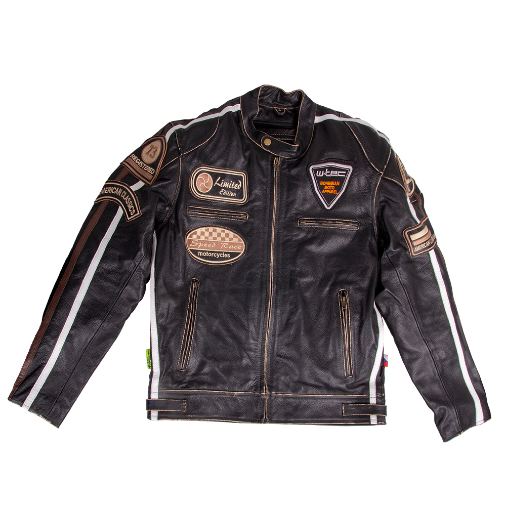 Bőr motoros kabát W-TEC Brushed Cracker  vintage fekete  L W-tec