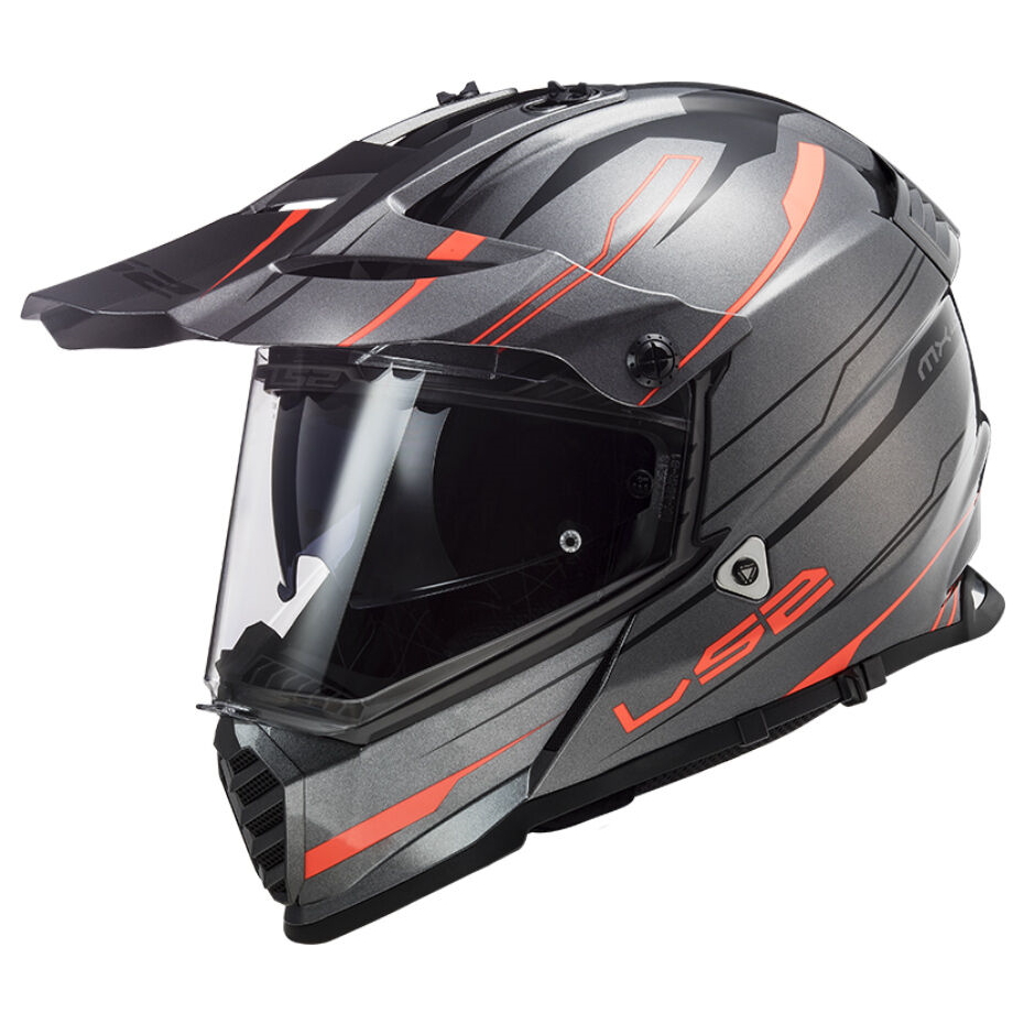 Motoros sisak LS2 MX436 Pioneer Evo  Knight Titanium Orange Ls2