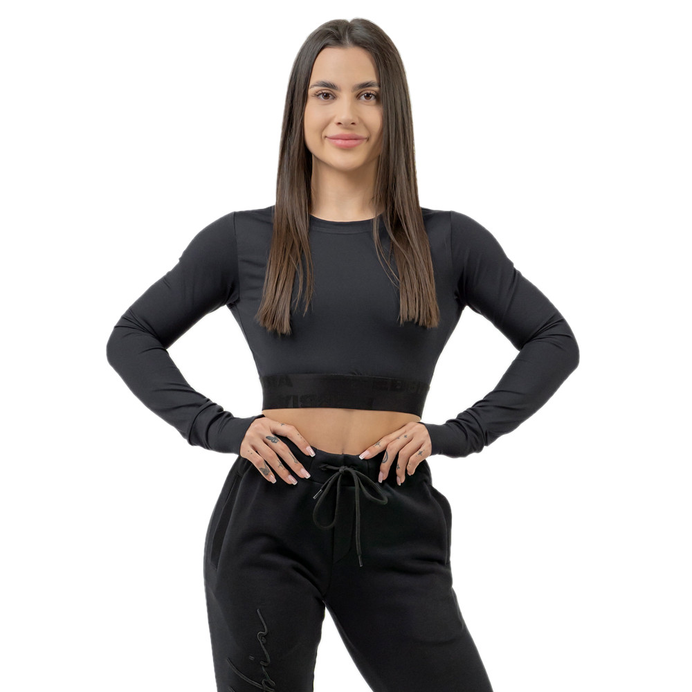 Női hosszú ujjú crop top Nebbia INTENSE Perform 839  fekete  L Nebbia