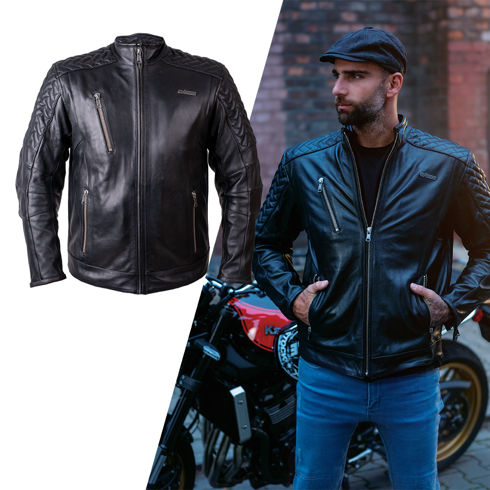Bőr motoros kabát W-TEC Elcabron  fekete  XL W-tec