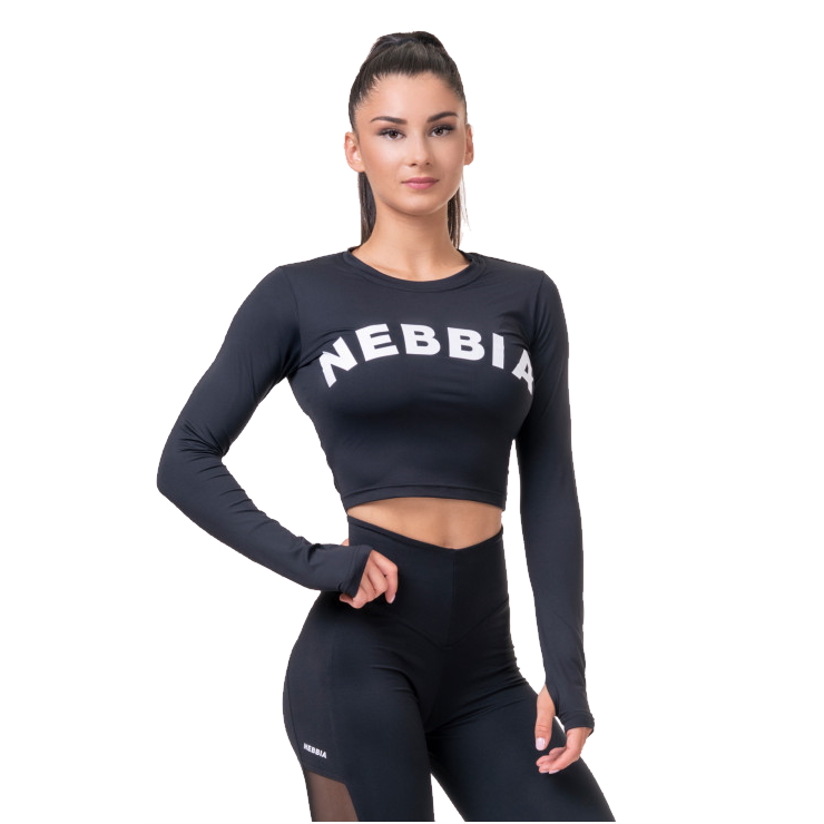 Női hosszú ujjú crop top Nebbia Sporty Hero 585  fekete  M Nebbia