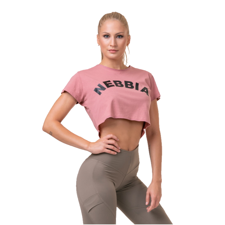 Női laza crop top Nebbia Fit a Sporty 583  Old Rose  L Nebbia