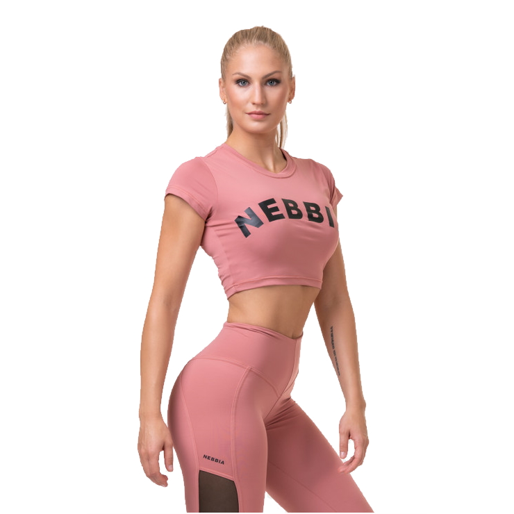 Női rövid ujjú crop top Nebbia Sporty Hero 584  Old Rose  XS Nebbia