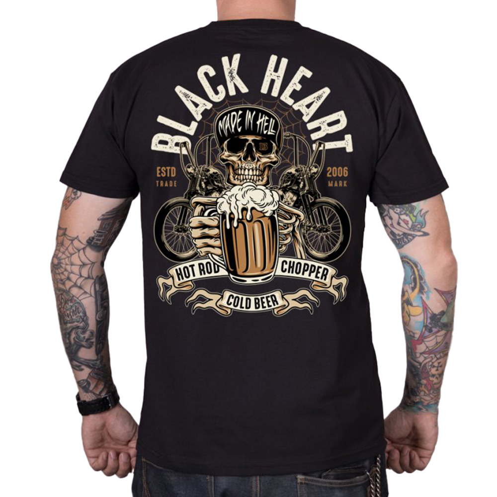Póló BLACK HEART Beer Biker  L  fekete Black heart
