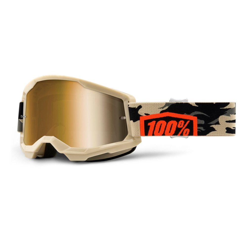 Motocross szemüveg 100% Strata 2 Mirror  Kombat bézs-narancssárga