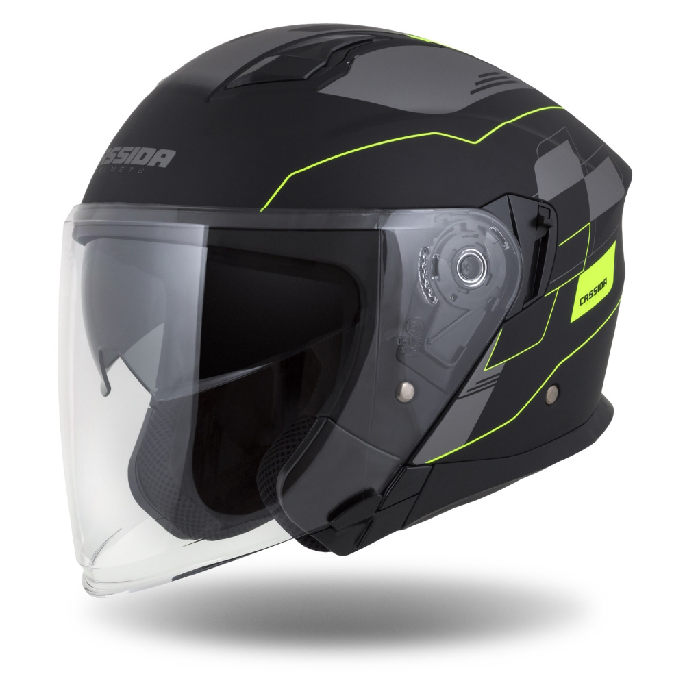 Motoros bukósisak Cassida Jet Tech RoxoR matt fekete/fluo sárga/szürke  XXL(63-64) Cassida