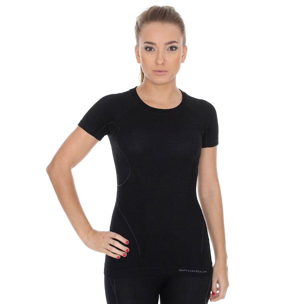 Női rövid ujjú póló Brubeck Active Wool  fekete  XL Brubeck