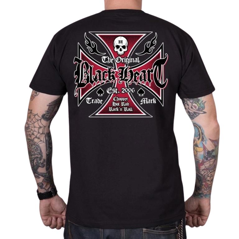 Póló BLACK HEART Heart Cross  fekete  XXL Black heart